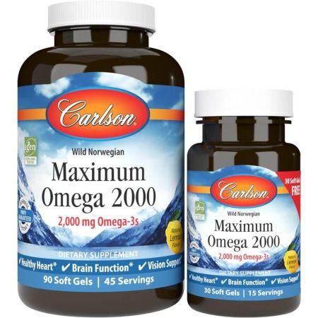 Carlson Labs Maximum Omega 2000mg 90 Softgels Plus 30 Softgels Free