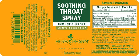 Herb Pharm Soothing Throat Spray, 1 fl oz
