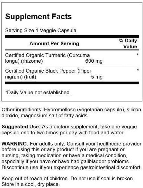Swanson Turmeric & Black Pepper 60 Veggie Capsules