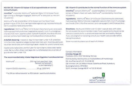 ImmiFlex 250mg + 20mcg (Beta Glucans + Vit D3) - 90 Capsules