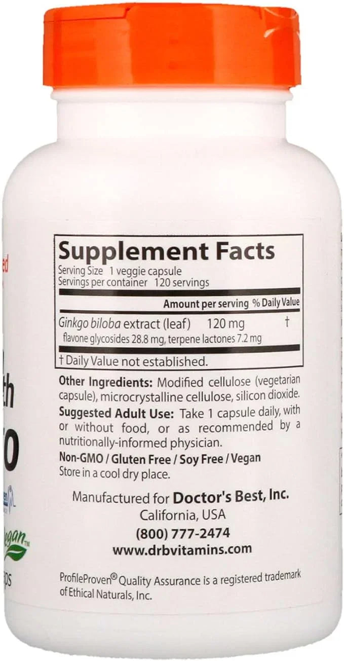 Doctor's Best Extra Strength Ginkgo, 120 Veggie Caps, 120 mg