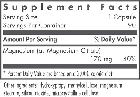 Nutricology / Allergy Research Group Magnesium Citrate 170mg - 90 Capsules