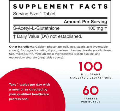 Jarrow Formulas S-Acetyl L-Glutathione, 100mg - 60 tablets