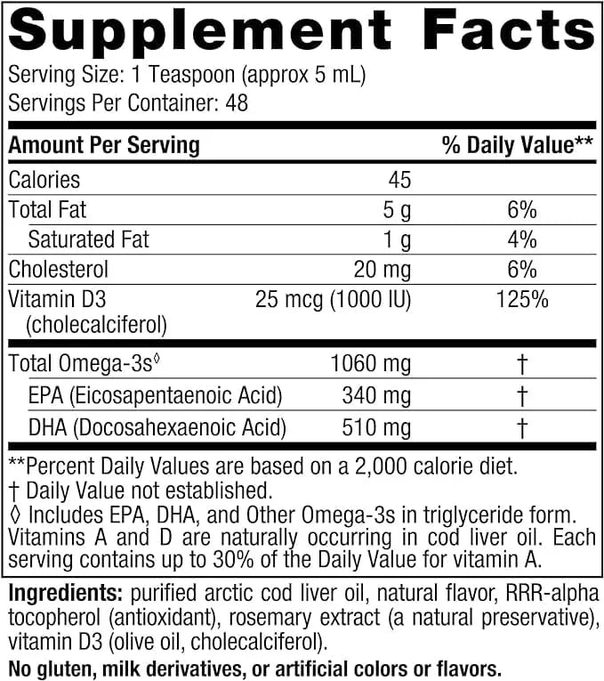 Nordic Naturals Arctic-D Cod Liver Oil, Lemon - 237 ml