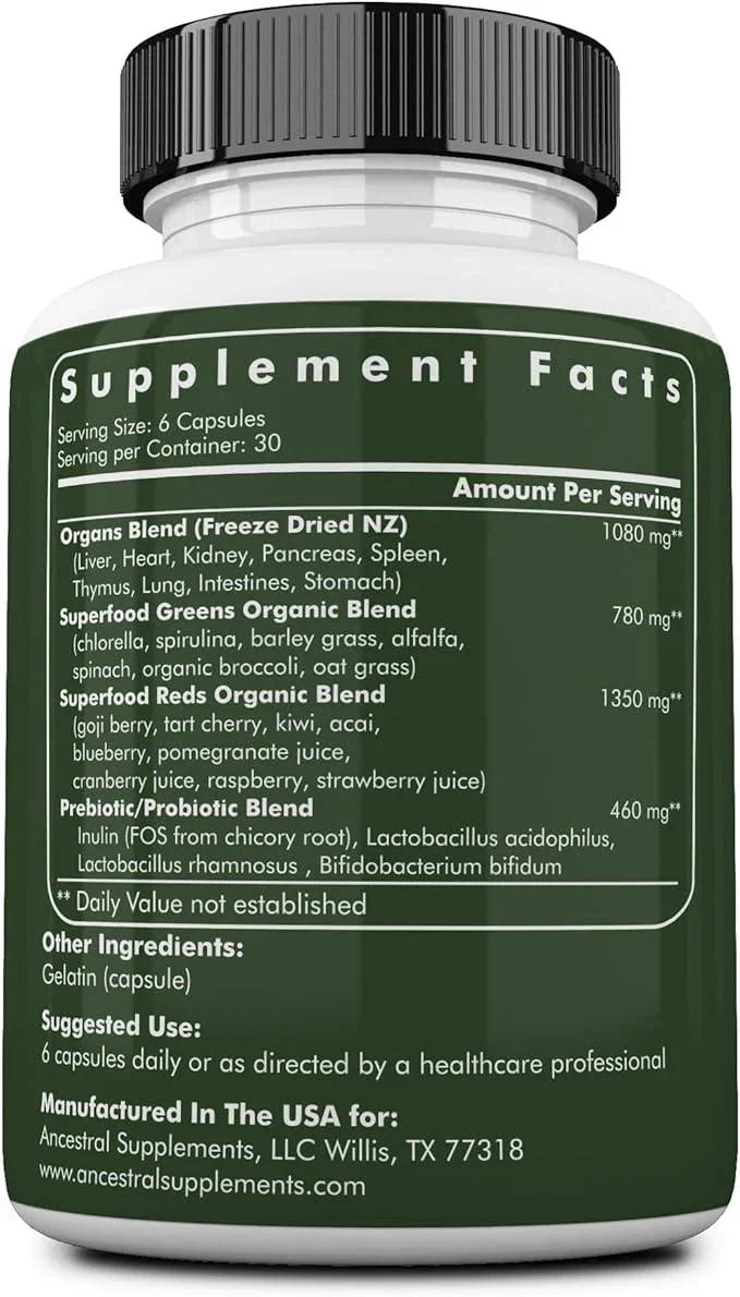 Animal-Based Greens (180 capsules) - Ancestral Supplements - welzo