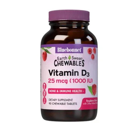 Bluebonnet Earthsweet Chewables Vitamin D3 90 Raspberry Tablets