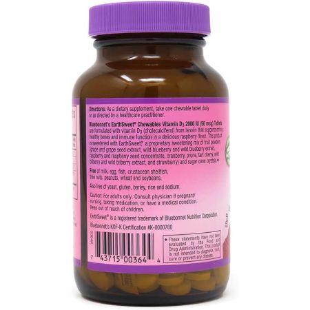 Bluebonnet Earthsweet Chewables Vitamin D3 90 Raspberry Tablets