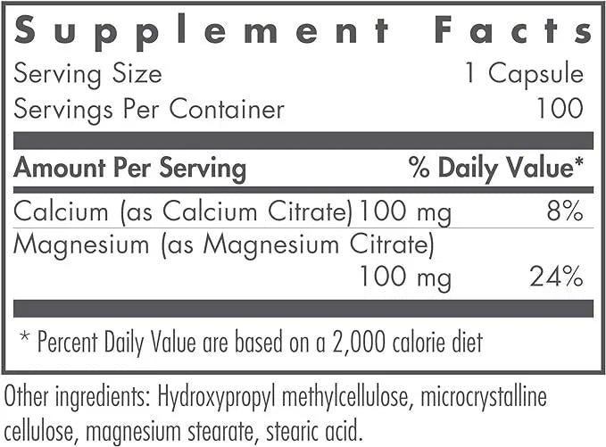 Calcium Magnesium Citrate, 100 Veggie Caps, Nutricology / Allergy Research Group - welzo