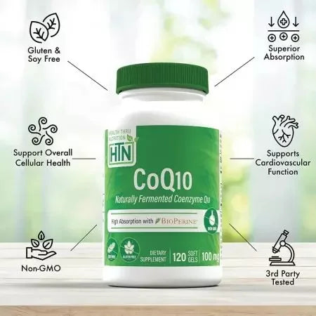 Health Thru Nutrition CoQ10 with BioPerine 100mg Softgels