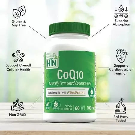 Health Thru Nutrition CoQ10 with BioPerine 100mg Softgels