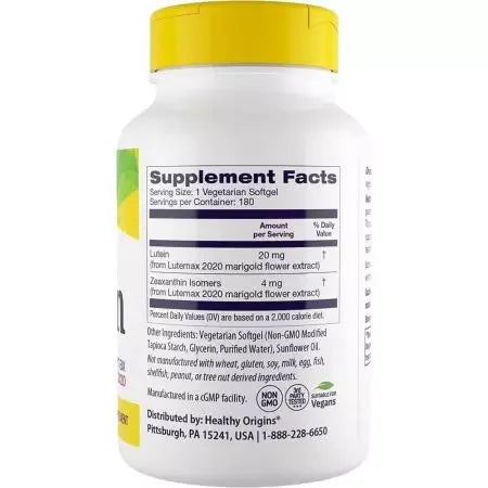 Healthy Origins Lutein 20mg Veggie Softgels