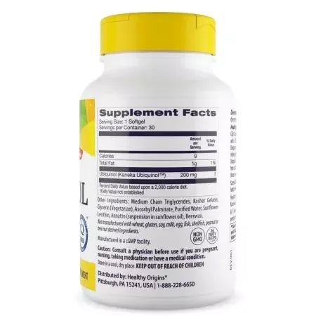 Healthy Origins Ubiquinol 200mg Softgels