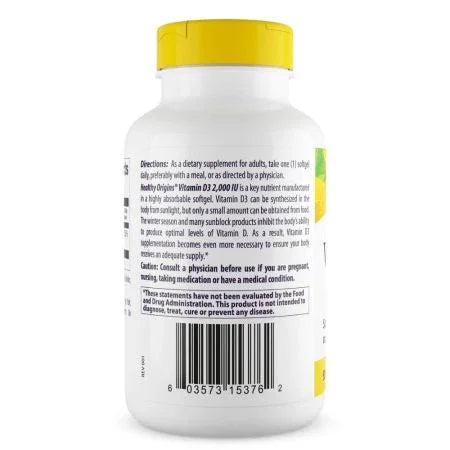 Healthy Origins Vitamin D3 2,000iu Softgels