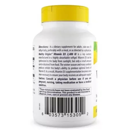 Healthy Origins Vitamin D3 2,400iu Softgels