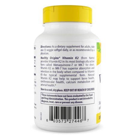 Healthy Origins Vitamin K2 as MK7 100mcg Veggie Softgels