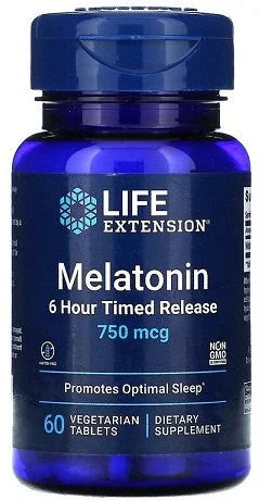 Life Extension Melatonin 6 Hour Timed Release, 750mcg - 60 vegetarian tabs