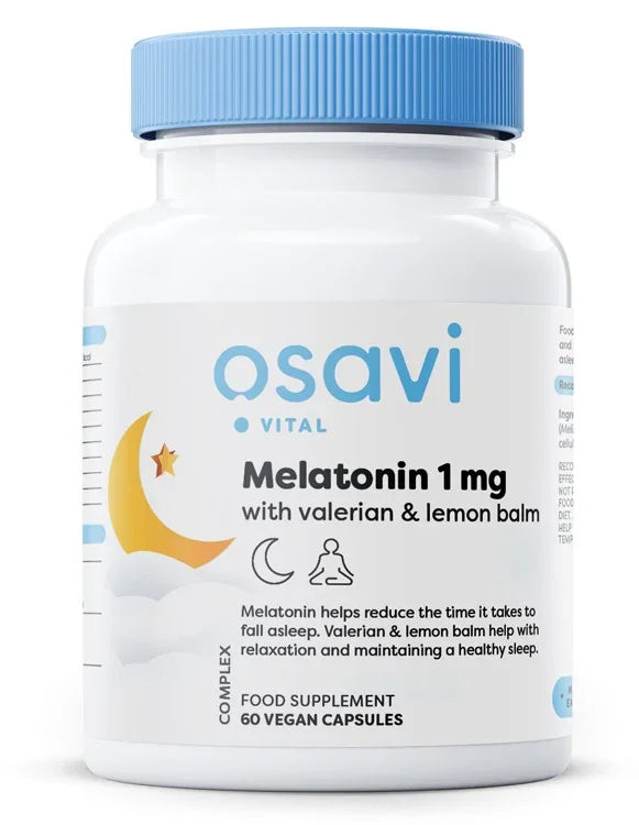 Osavi Melatonin with Valerian & Lemon Balm, 1mg - 60 vegan caps