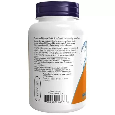 Now Foods Omega3 Fish Oil Molecularly Distilled Softgels