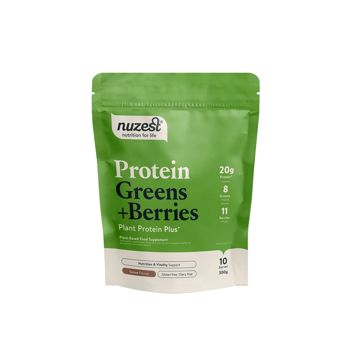 Nuzest - 300g - Protein Plus Greens + Berries Cocoa - welzo