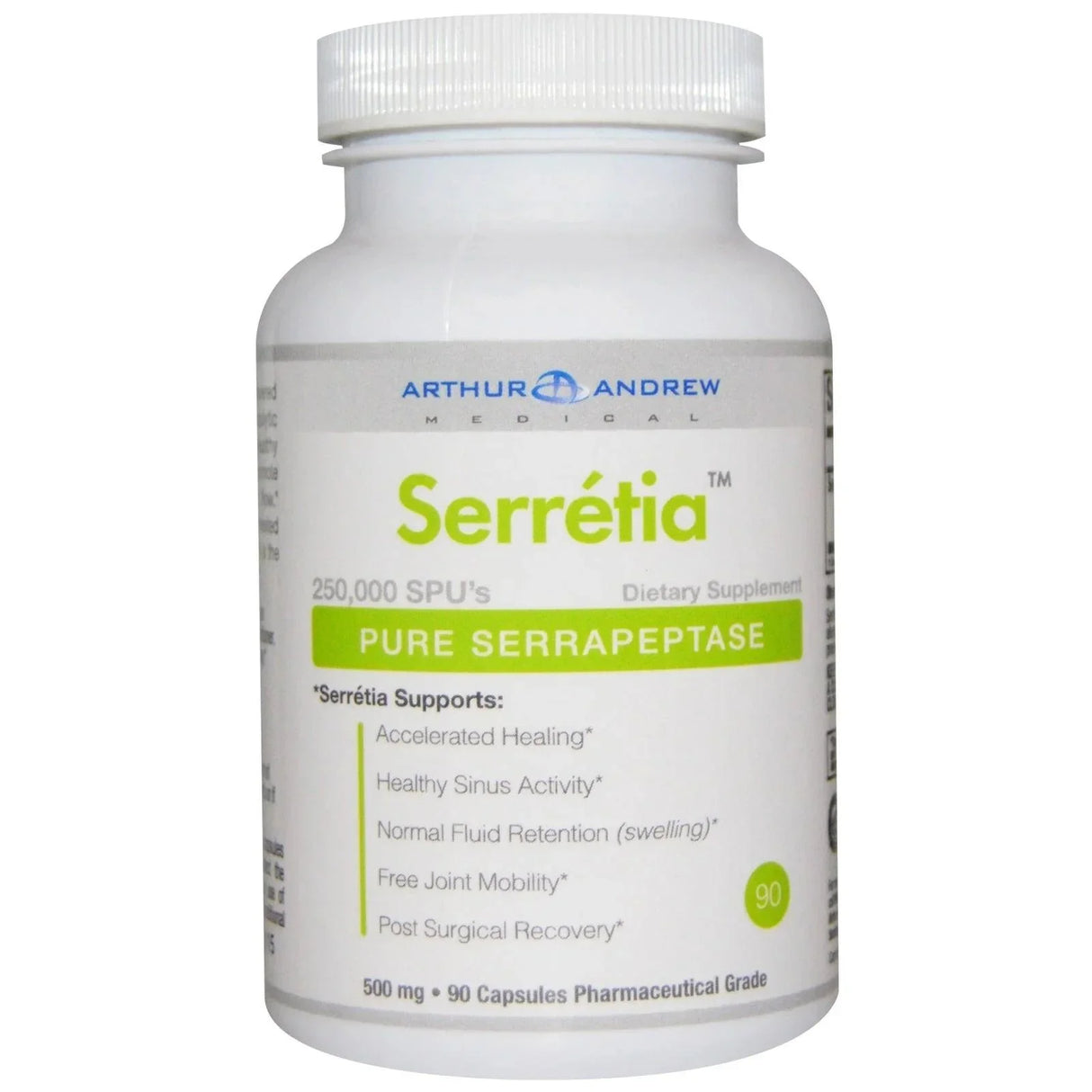 Serretia, Pure Serrapeptase, 500mg, 90 Capsules - Arthur Andrew Medical - welzo