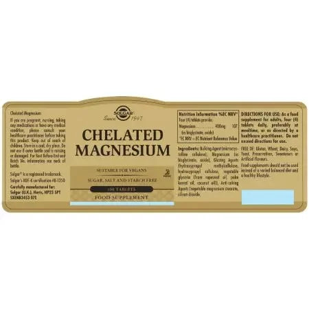 Solgar Chelated Magnesium Tablets Pack of 100
