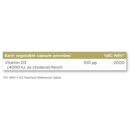 Solgar Vitamin D3 (Cholecalciferol) 4000 IU (100 ug) Vegetable Capsules Pack