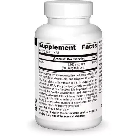 Source Naturals Folic Acid 800mcg 200 Tablets