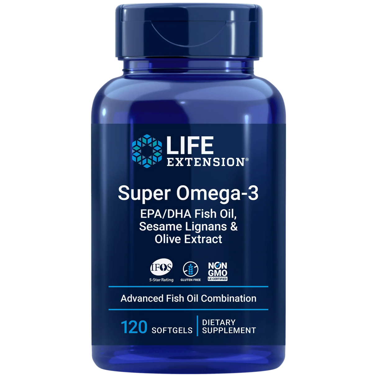 Super Omega-3, EPA/DHA with Sesame Lignans Olive Fruit Extract - 120 Softgels - Life Extension - welzo