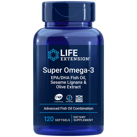 Super Omega-3, EPA/DHA with Sesame Lignans Olive Fruit Extract - 120 Softgels - Life Extension - welzo