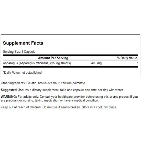 Swanson Asparagus Young Shoots 400 mg 60 Capsules