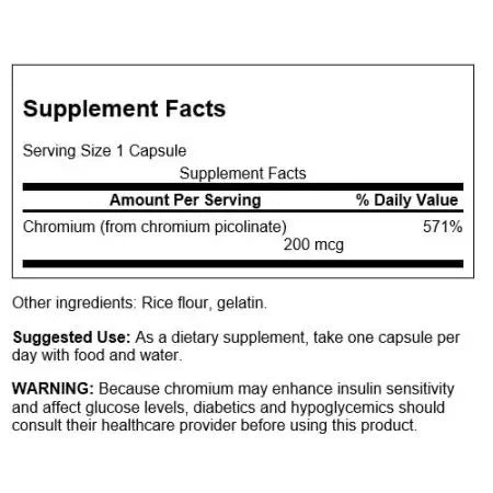 Swanson Chromium Picolinate 200 mcg Capsules