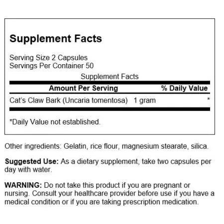 Swanson Full Spectrum Cat's Claw 500mg Capsules