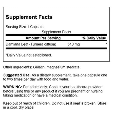 Swanson Full Spectrum Damiana 510 mg 100 Capsules