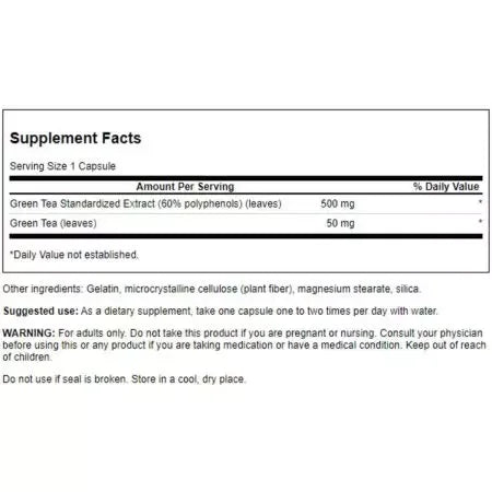 Swanson Green Tea Extract 500 mg 60 Capsules