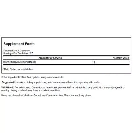 Swanson MSM 500mg 250 Capsules