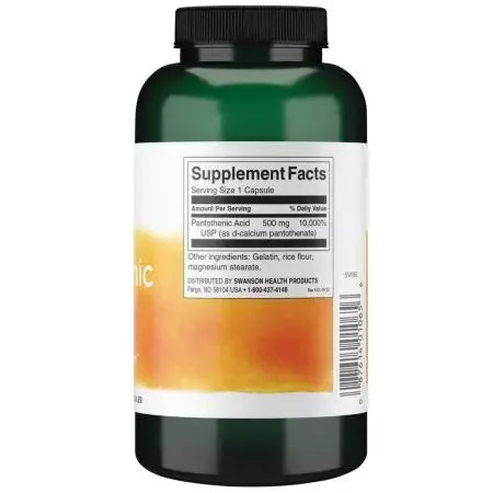 Swanson Pantothenic Acid 500mg 250 Capsules