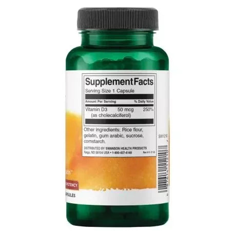 Swanson Vitamin D3 Higher Potency 2,000 IU (50 mcg) 250 Capsules