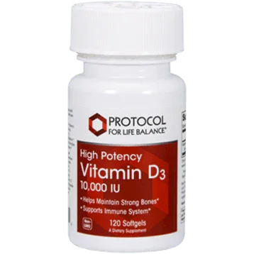 Vitamin D3 10,000 IU - 120 softgels - Protocol For Life Balance - welzo