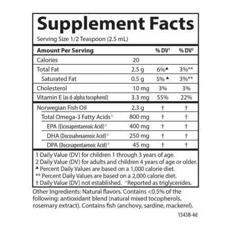 Carlson Labs Kid's The Very Finest Fish Oil 800mg 6.7oz (200ml) Lemon Flavour