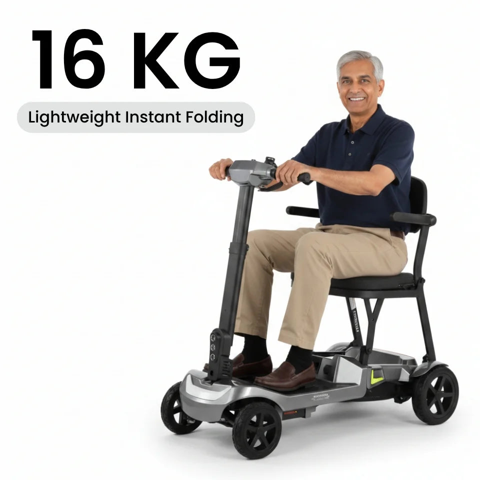 Welzo RaptorFold — Lightweight 16kg Foldable Mobility Scooter (Dark Grey)