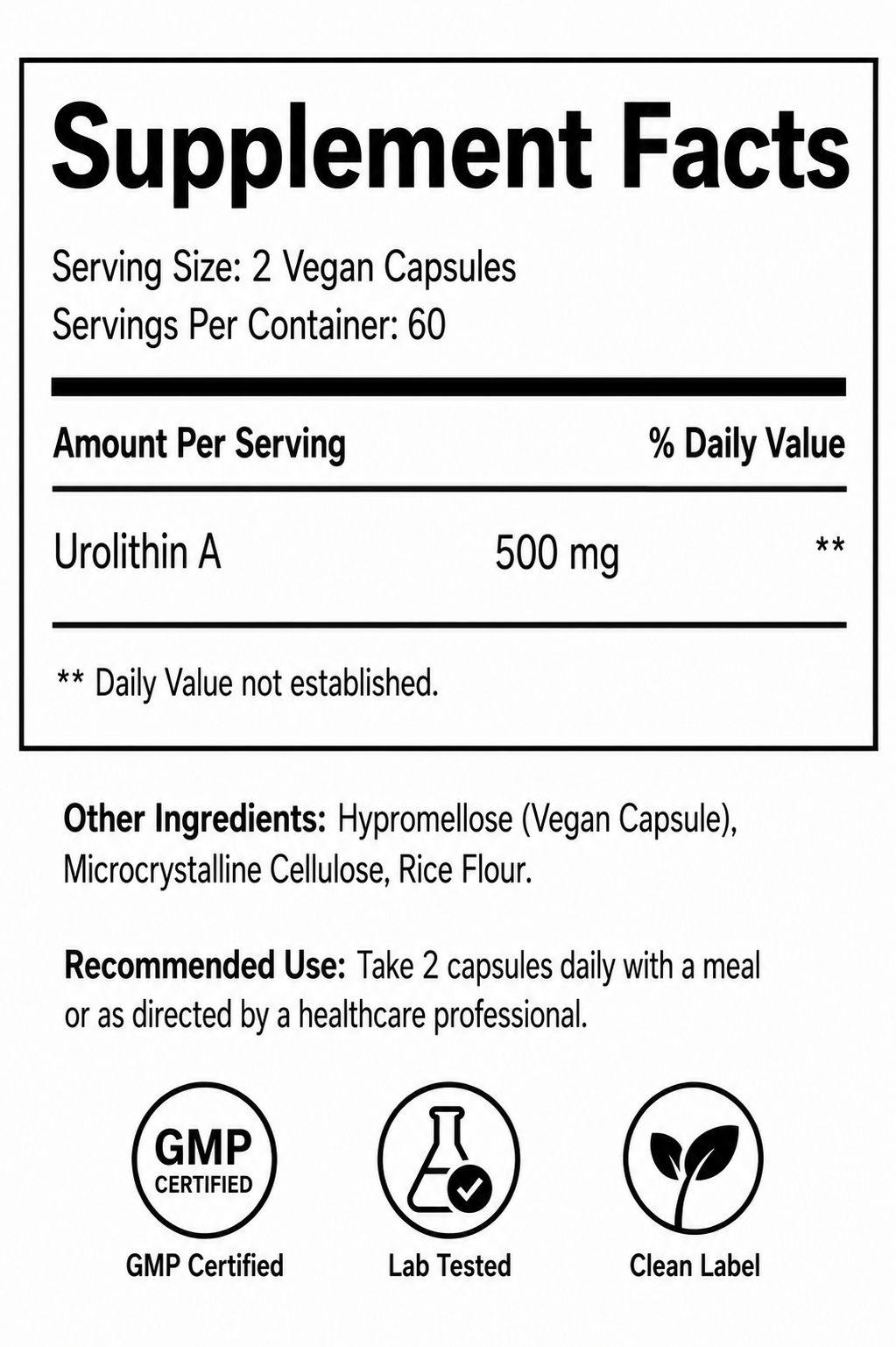Ultra Purity MitoRenew Urolithin A 500mg mitophagy capsules – view 11