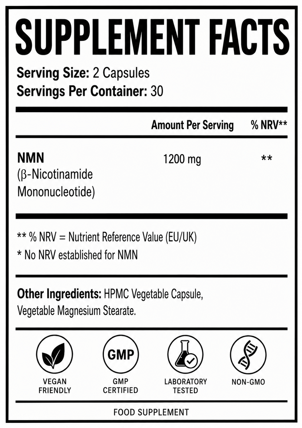 Ultra Purity NMN Pro 1200mg maximum strength NAD+ capsules – view 15