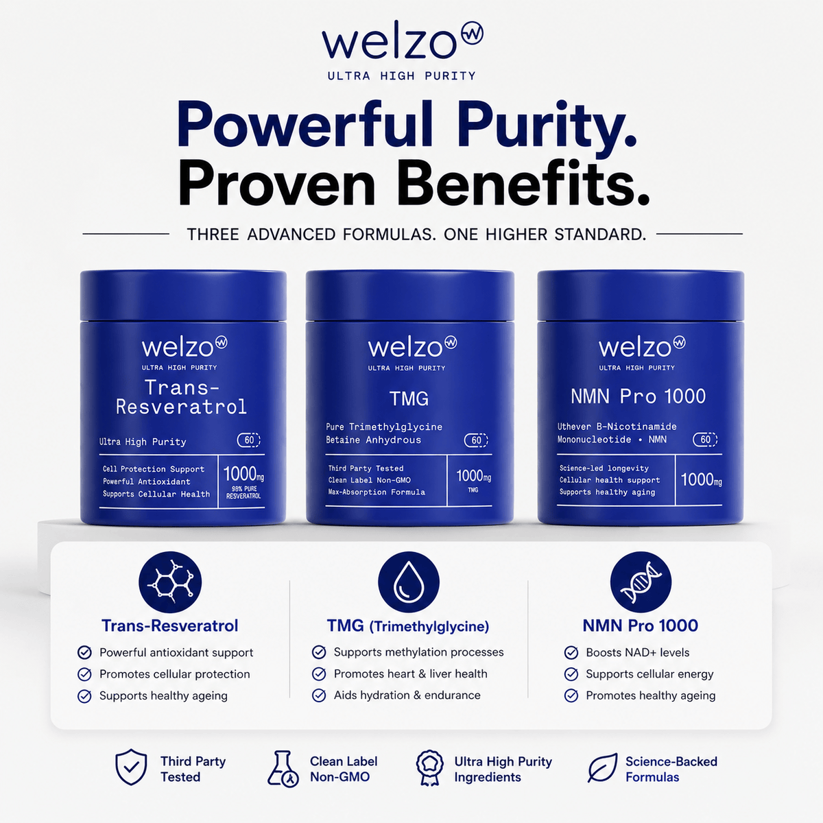 Ultra Purity Longevity Protocol Stack NMN resveratrol TMG – view 2