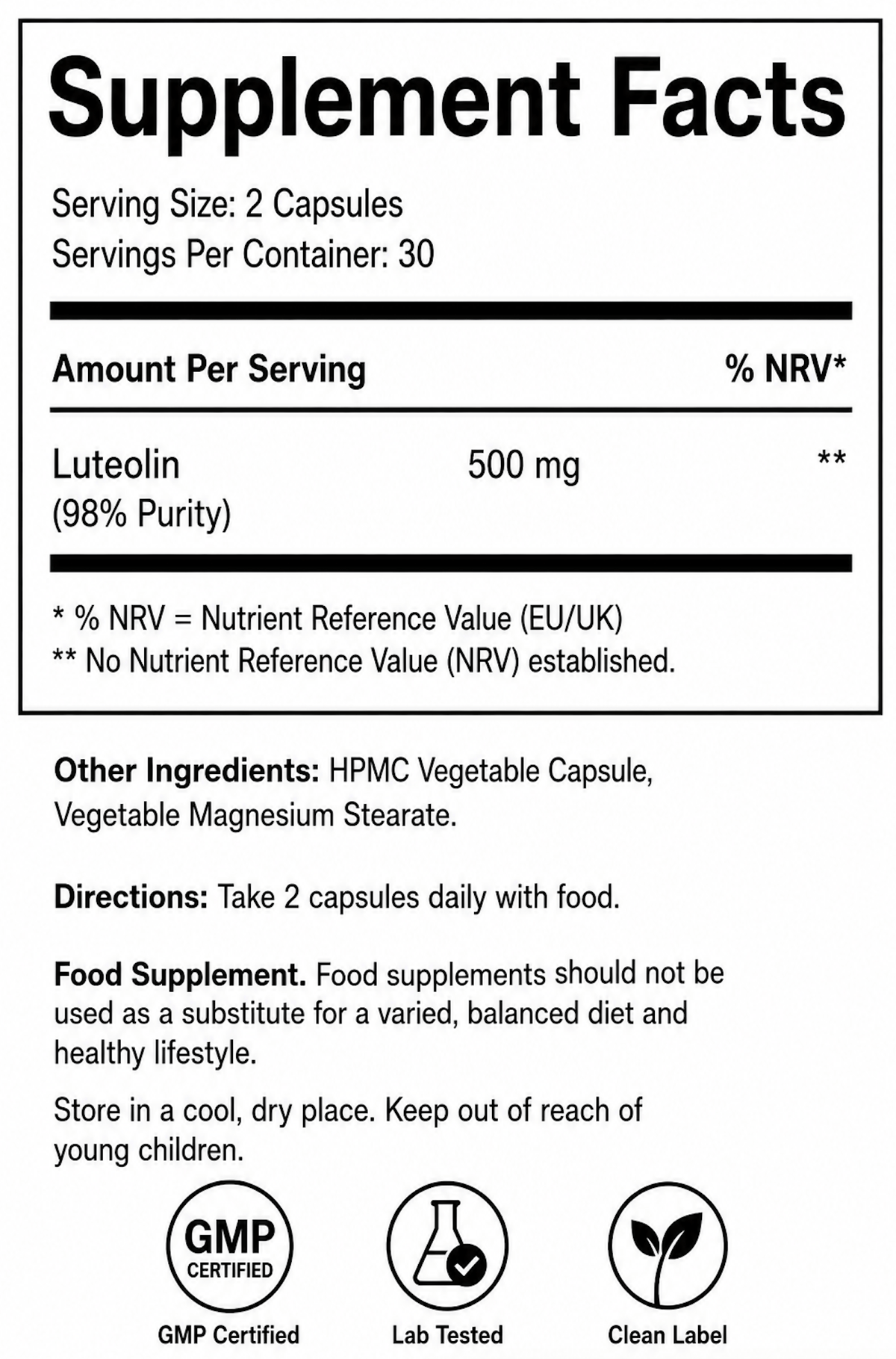 Ultra Purity Luteolin 500mg antioxidant flavonoid capsules – view 4
