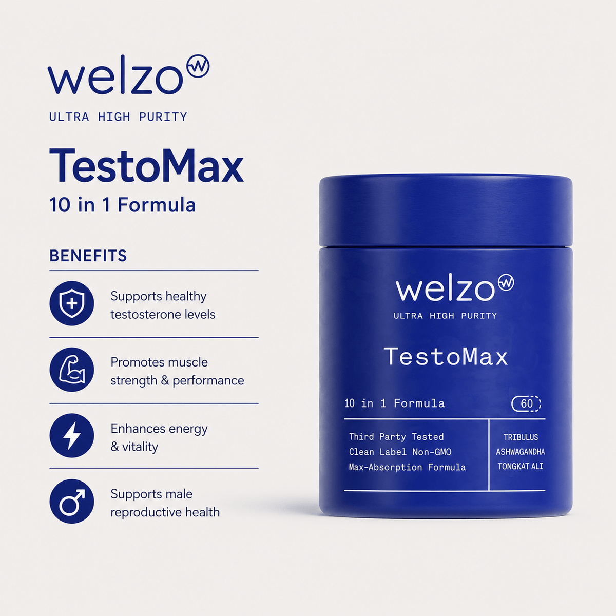 Ultra Purity TestoMax natural testosterone support capsules for men – view 2