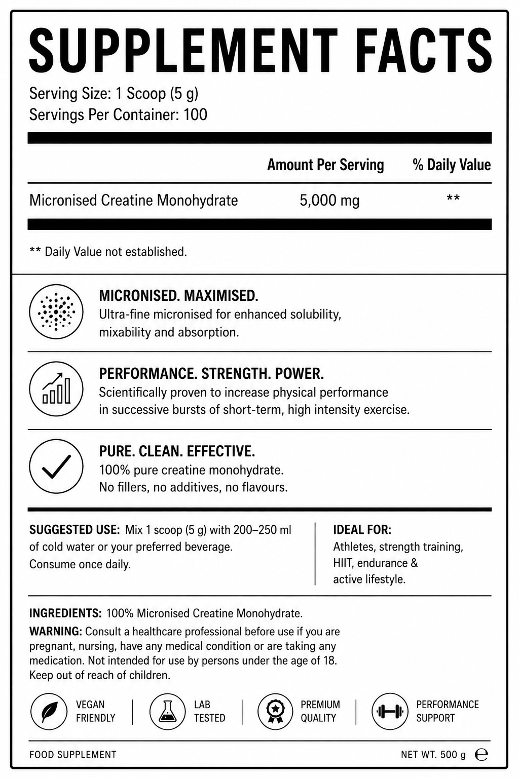 Ultra Purity micronised creatine monohydrate powder – view 2