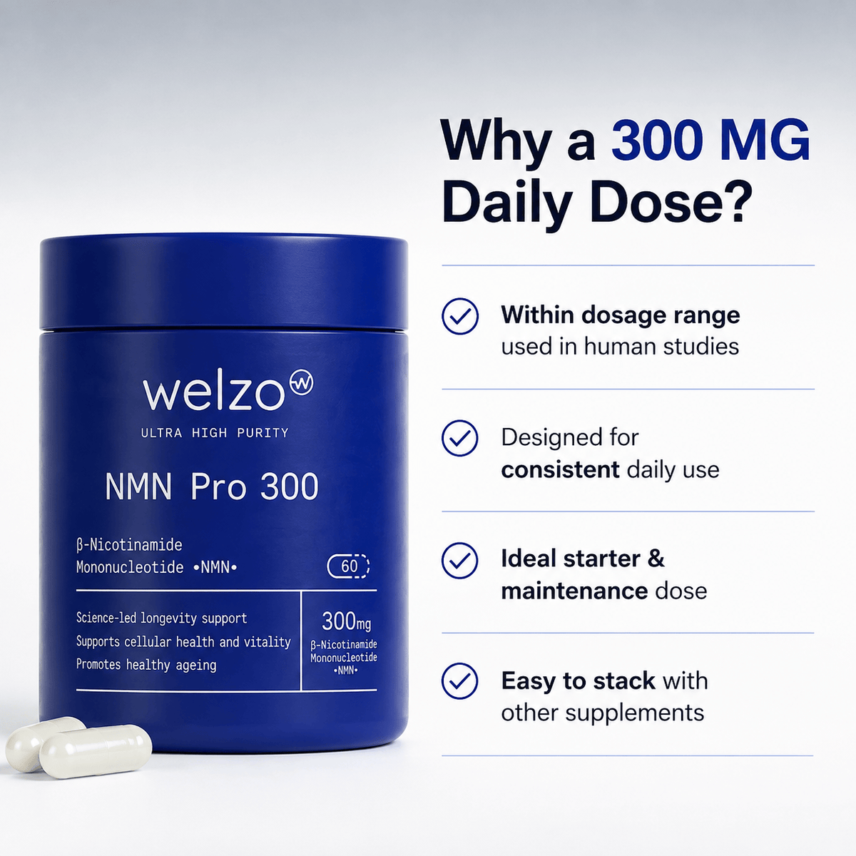 Ultra Purity NMN Pro 300mg gentle-start NAD+ capsules – view 2