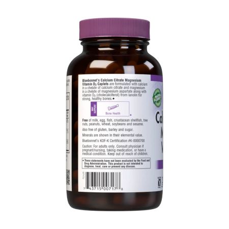 Bluebonnet Calcium Citrate Magnesium & Vitamin D3 Caplets
