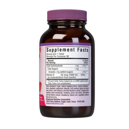 Bluebonnet Earthsweet Chewables Vitamin D3 90 Raspberry Tablets