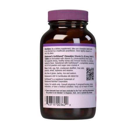 Bluebonnet Earthsweet Chewables Vitamin D3 90 Raspberry Tablets